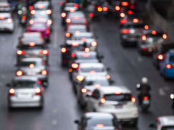 Busy crowded traffic jam on the road